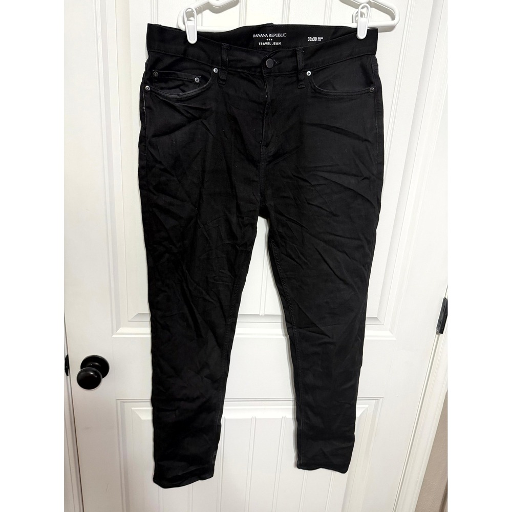 Banana Republic Jeans Mens 33x30 Travel Jean Slim Fit Black EUC